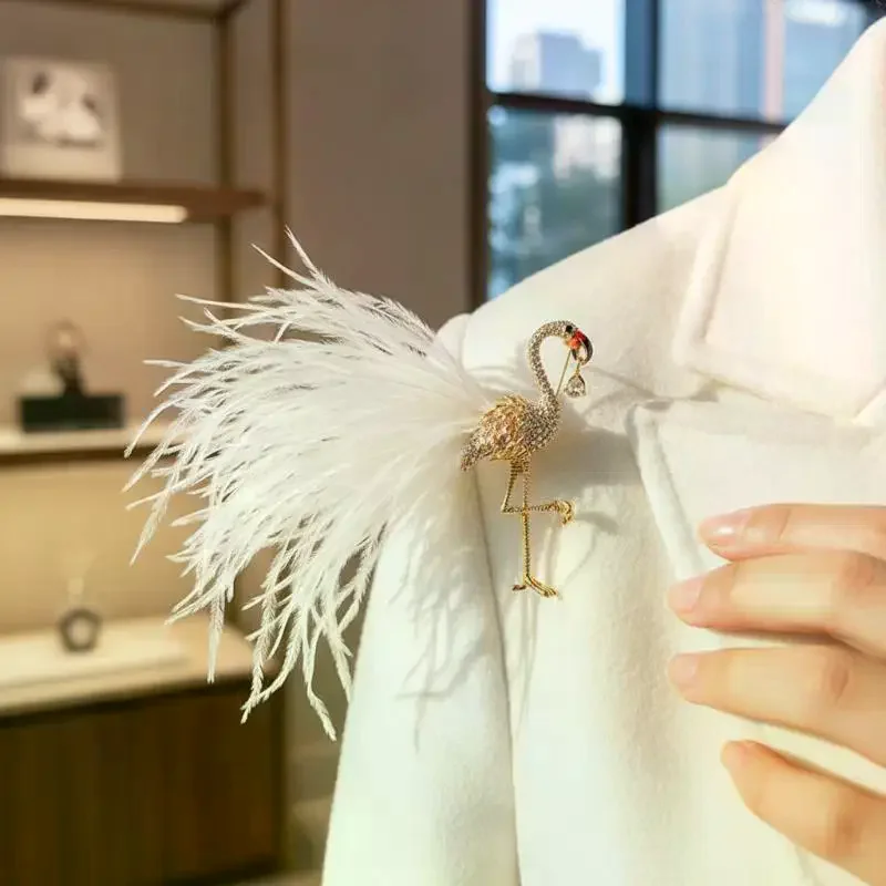 Korean Style Flamingo Brooch - Elegant Animal Badge Pin for Women Girls, Unisex Fashion Jewelry Accessory