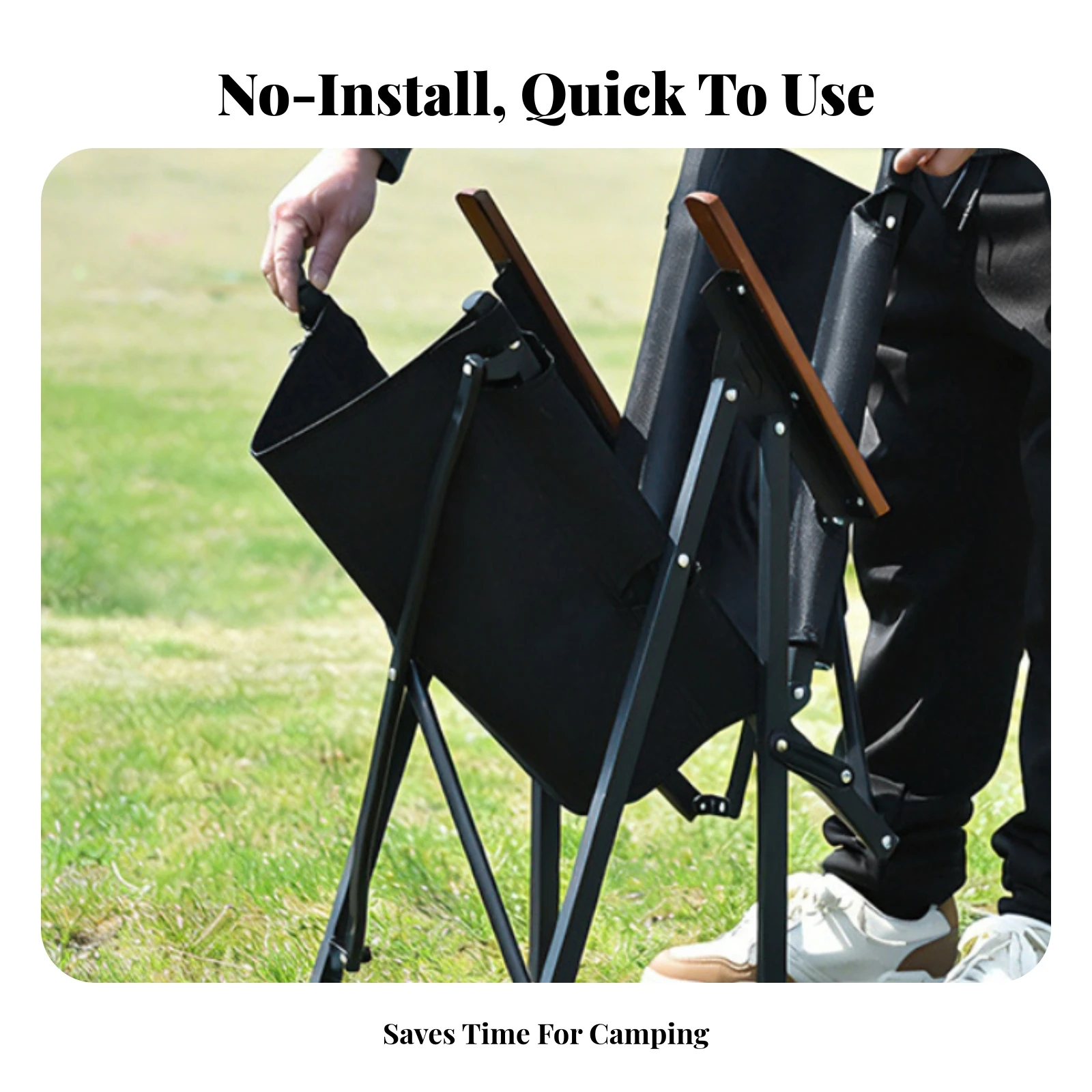 Fold-Flat Camp Chair Textile Seat Outdoor Seating for Fishing