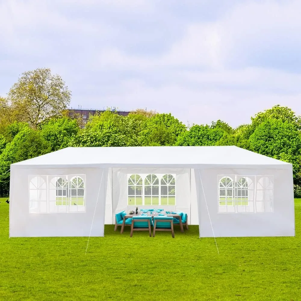 

10'x30' Outdoor Party Tent, Large Tents for Parties, Wedding, Birthday, White Canopy Tent with 7 Removable Sidewalls & Transpare