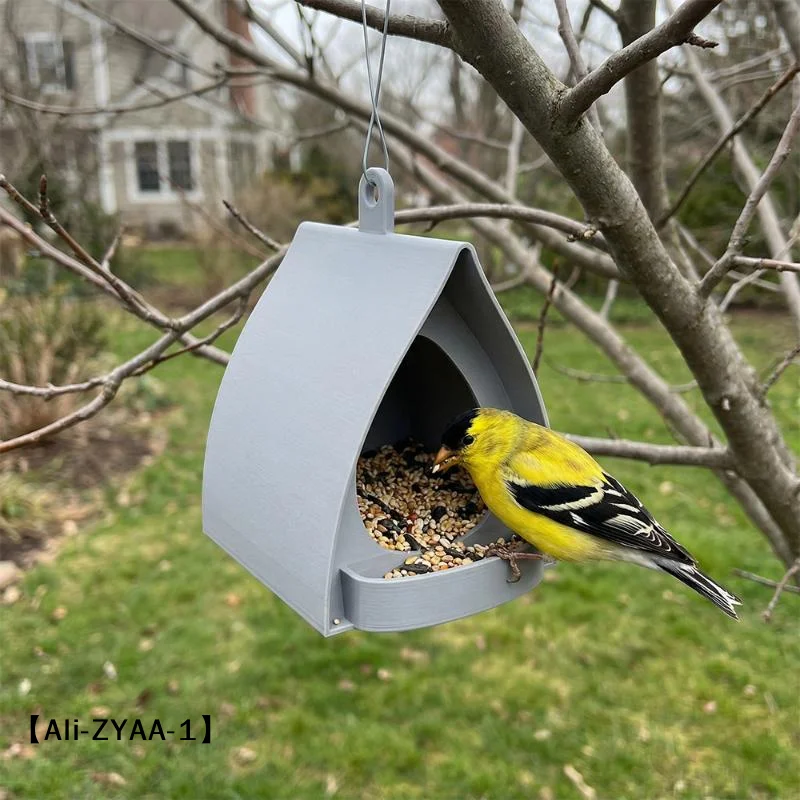 【A】Hanging Bird Feeder House Shaped Plastic Bird Feeder With Seed Tray For Outdoor Garden Yard Tree Bird Watching Decor