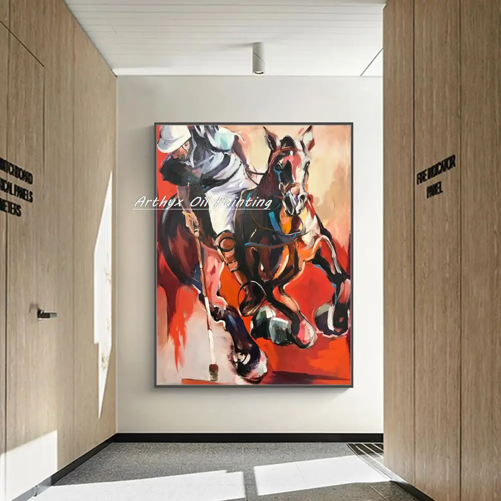 Arthyx Abstract Wall Art Hand Made Horse Oil Painting On Canvas,Athletes Picture Big Size Modern Home Decoration For Living Room