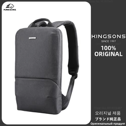 Kingsons 男性ビジネススリムバックパック防水15インチラップトップバッグusb充電ポート旅行ショルダーバッグファッションスクールバックパック