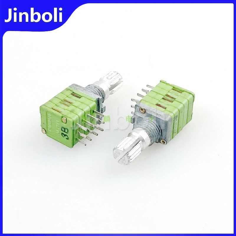 1PCS 09 Type B100K 4-link Power Amplifier Audio multi-channel High And Low Volume Potentiometer 15mm Flower Shaft