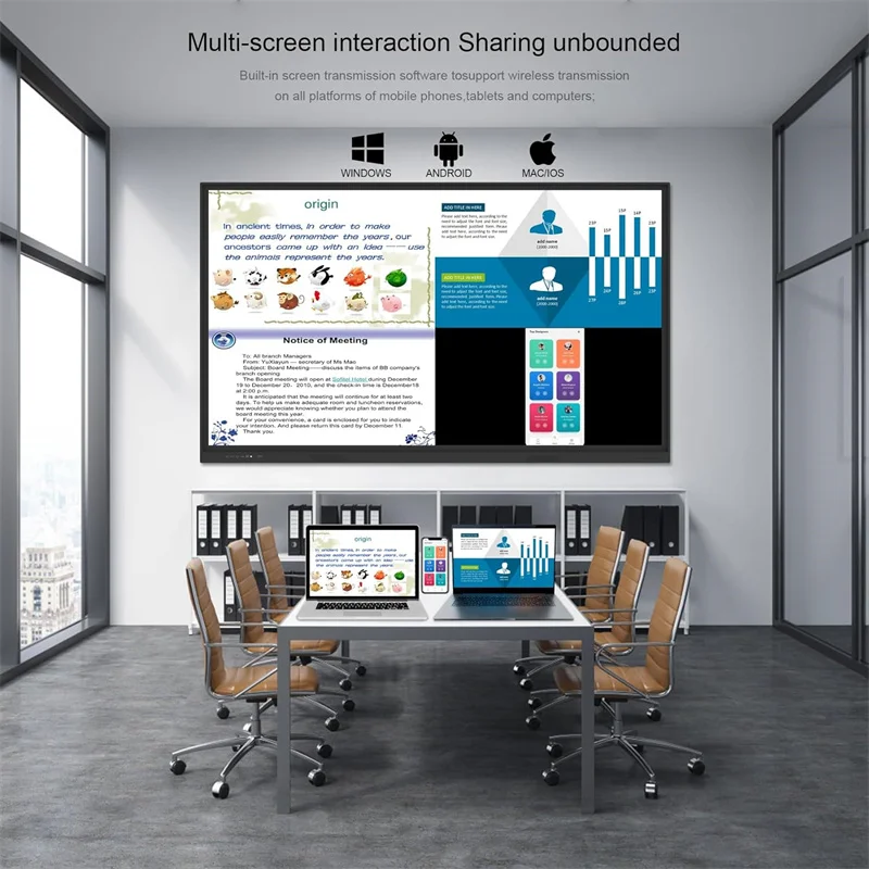65 Inch Android Digital LCD Interactive Flat Panel Touch Whiteboard Electronic Interactive Blackboard With Camera And Microphone
