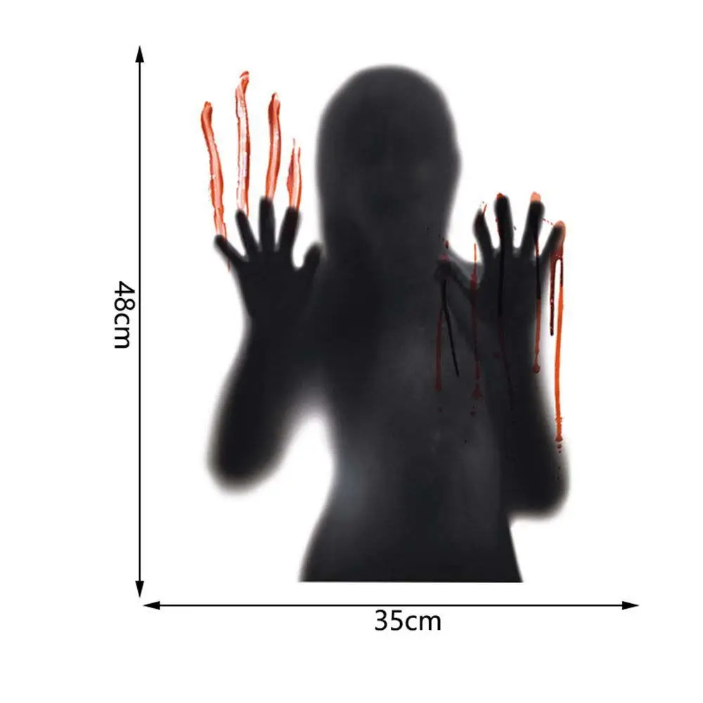 Realistic Vivid Bloody Handprint Waterproof Female Ghost DIY Halloween Decoration Wall Sticker Horror Sticker Window Clings