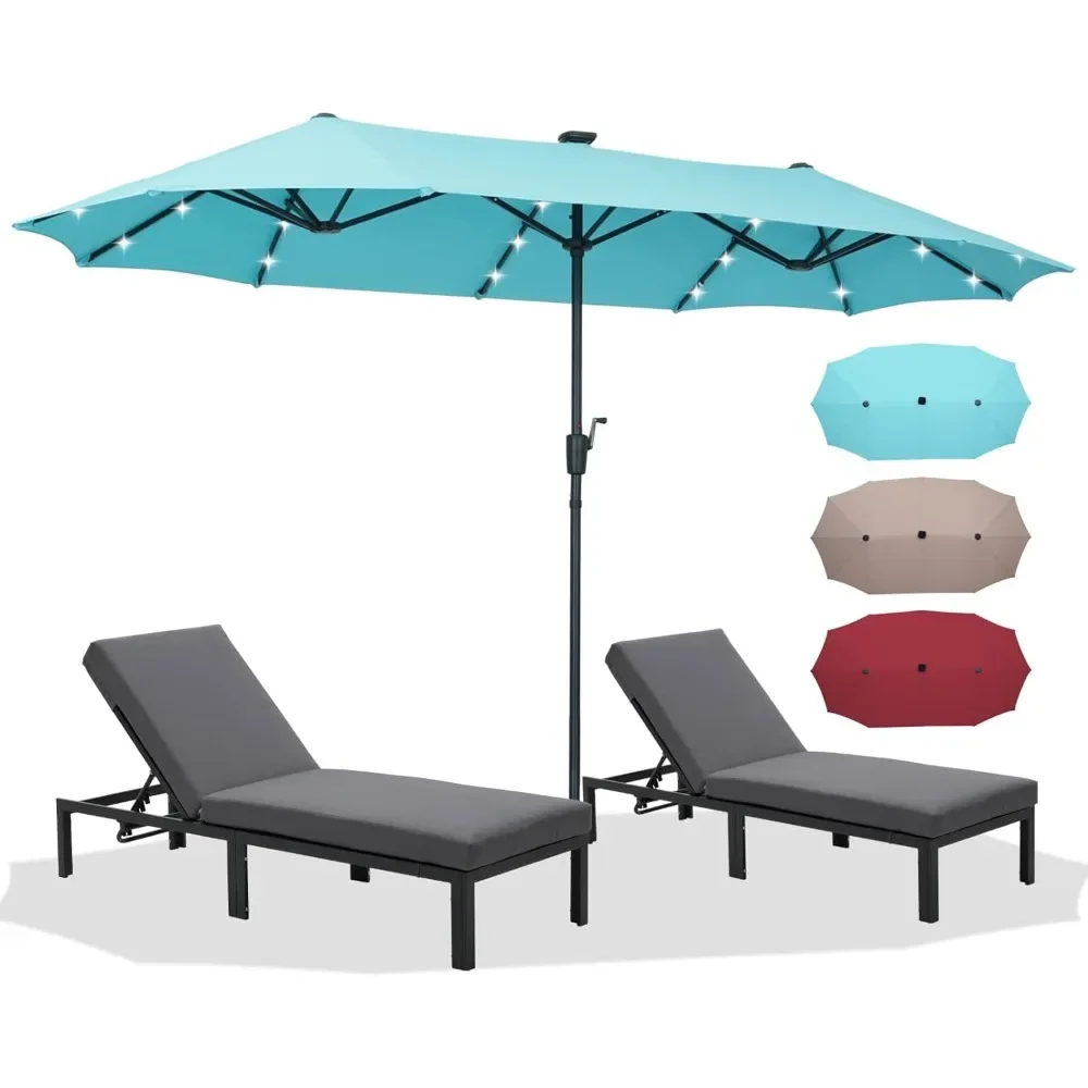 

Patio Umbrellas for Double Sided with 36 Solar LED Lights, 12 Steel Ribs and Superior Rust Resistance, 13ft Outdoor Umbrella