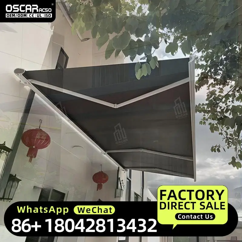Motorized Retractable Folding Arm Awning Heavy Duty Acrylic Outdoor Sail for Garden Patio Balcony Retractable Awning
