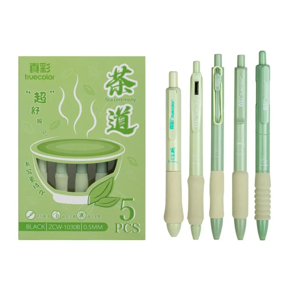 5 pz/scatola Creative ST Tip Gel Pen Press Type Soft Cloud Grip penna neutra 0.5mm Black Ink Writing Tools studente specifico