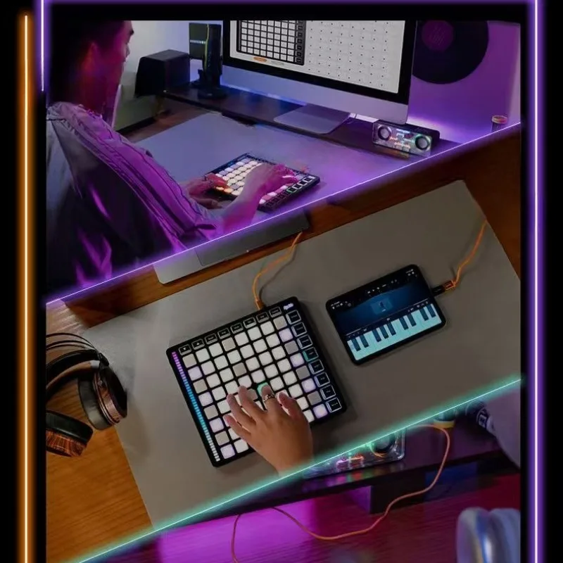 64-Key MIDI Percussion Pad Controller Stage Mixer Professional Arranger Synthesis Bluetooth view 4