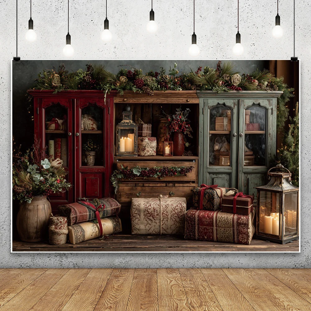 Christmas Photography Background Retro Home Closet Gifts Kids Family Xmas Party Portrait Decor Backdrop Wallpaper Photo Studio