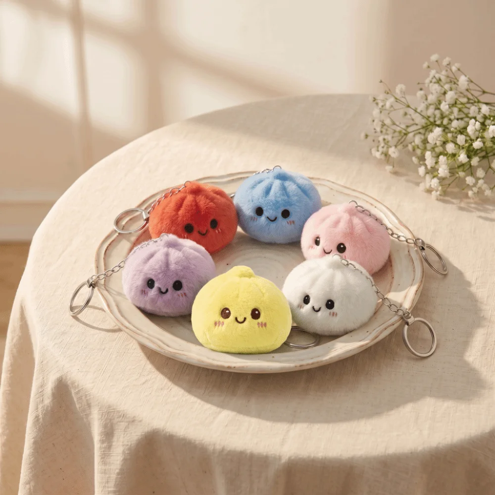 Steamed Buns Squishy Keychain Soft Fluffy Steamed Buns Squishy Keychain Cute Simulated Steamed Buns Steamed Buns Keyring