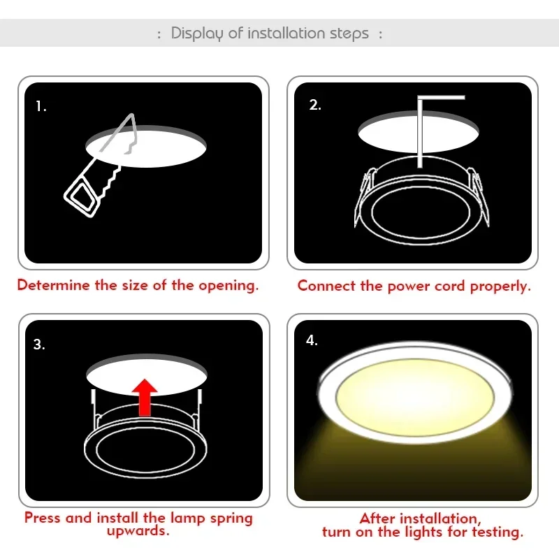 Spot Lumineux LED Circulaire Encastrable en Aluminium, Éclairage d'Nik, Idéal pour une Cuisine ou une Chambre à Coucher, 3/5/7/9/12/15W, AC 220V