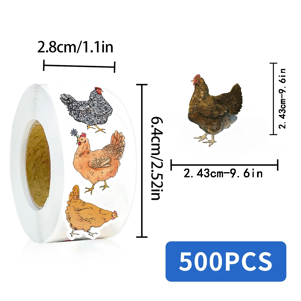 500PCS Animal Cartoon Hen Roll Stickers Refrigerator Personalized for Stationery Laptop Modern Computer Funny Sticker