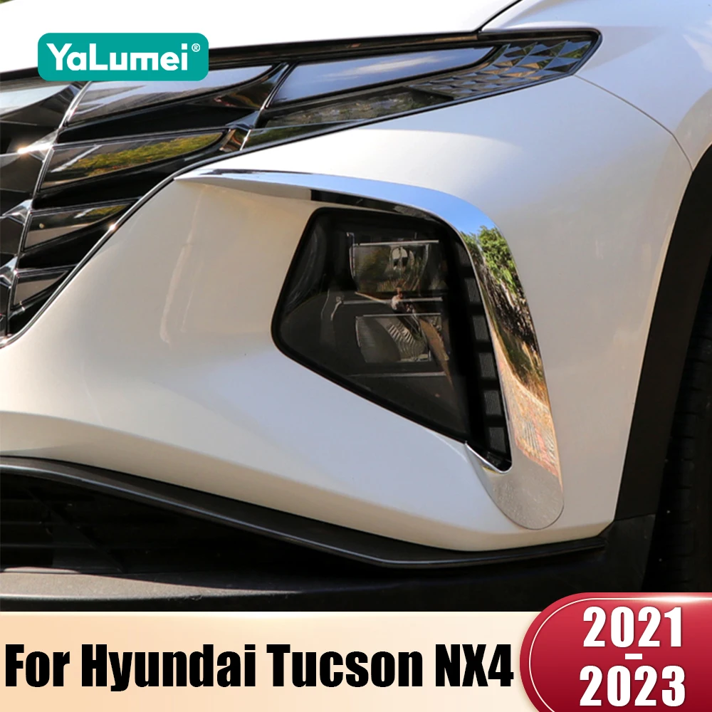 For Hyundai Tucson NX4 2021 2022 2023 Hybrid N Line ABS Car Front Fog Lamp Eyebrow Trim Cover Exterior Accessories