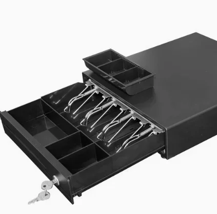 Metal Cash Drawer Box 4 Bill Slots 3‑Position Key Lock POS Register Cash Box for Retail Shop Supermarket Checkout Counter