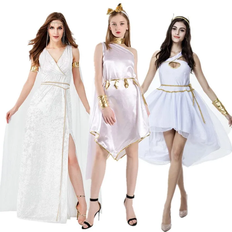 

Athena White Dress Halloween Goddess Cosplay Adult Performance Costume Ancient Roman Mythology Story Women's Ethnic Stage Cos...