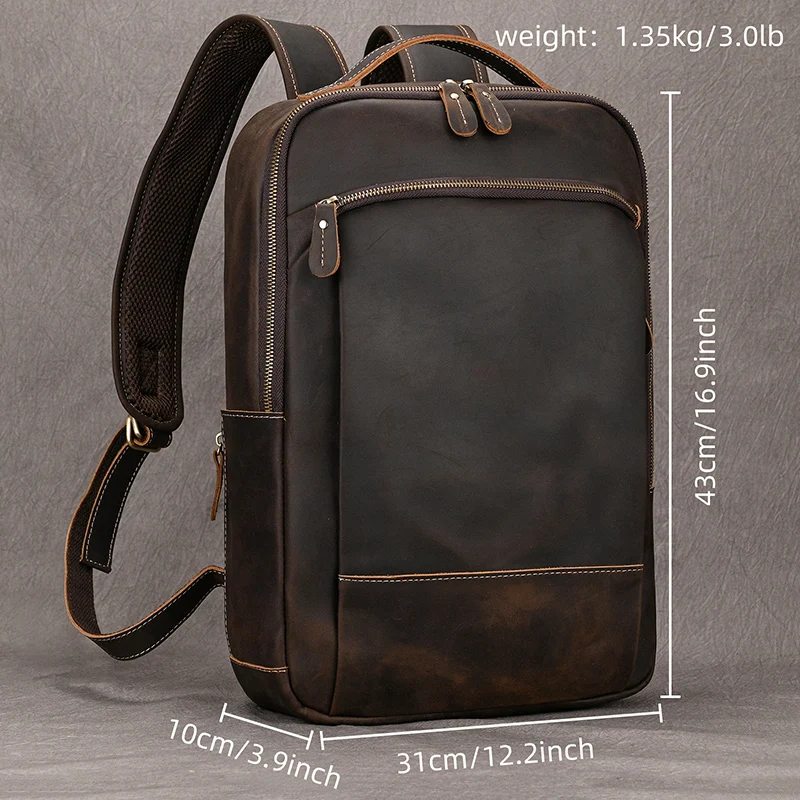 Newsbirds Genuine Leather Men Backpack15\