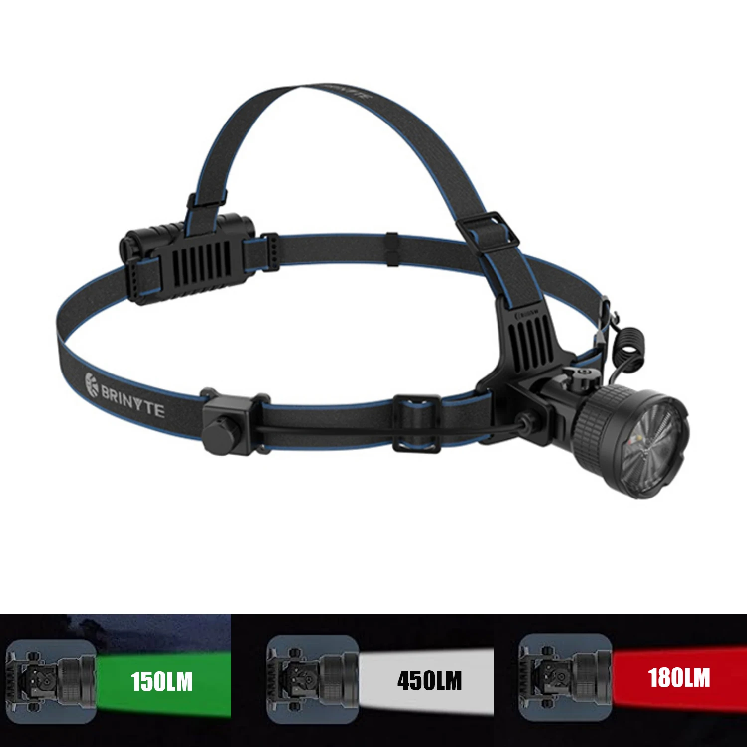 

Brinyte HL28 Powerful Headlamp Headlight LED Head Flashlight White Red Green Light Head Lantern Zoomable Rechargeable Head Lamp