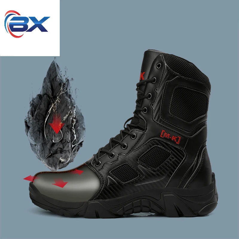 Steel Toe Safety Shoes High Quality Leather Army Boots Men Anti-piercing Work Safety Boots Combat Boots Infantry Tactical Boots