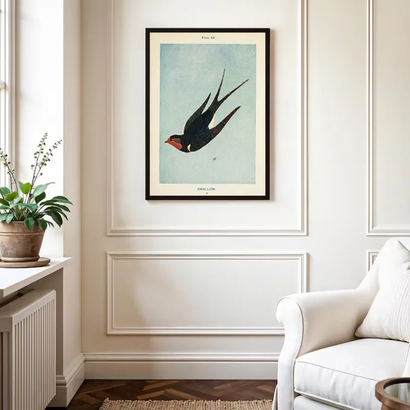 Vintage Birds Crane Swallow Japanese Art Antique Line Minimalist Sketch Poster Canvas Painting Wall Art Pictures Home Decor