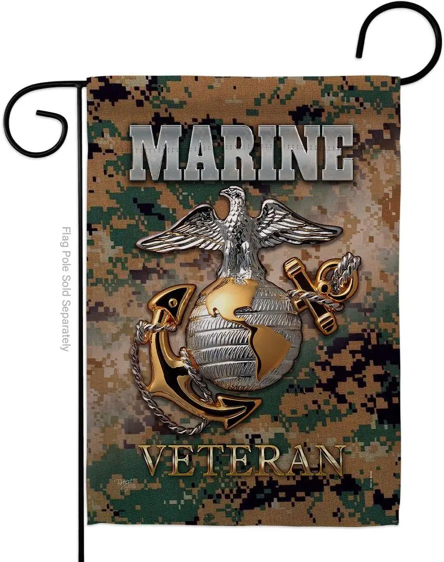 US Marine Veteran Garden Flag - Armed Forces Corps USMC Semper Fi United State American Military Retire Official - House Decorat