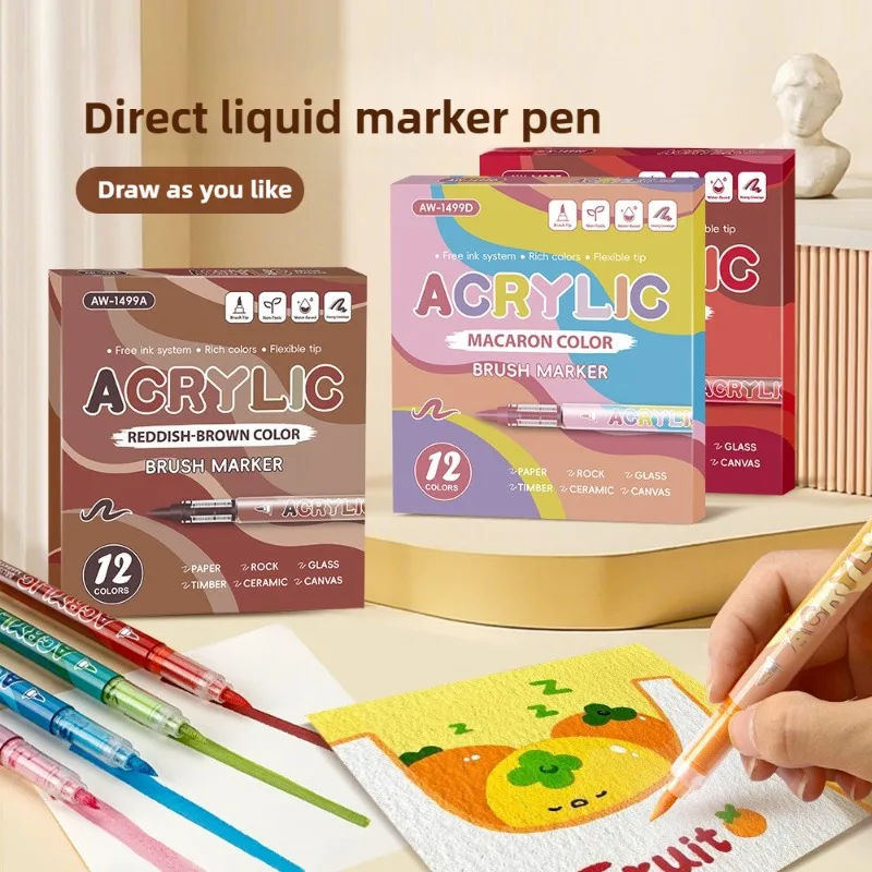 

12-84 Colors Acrylic Paint Markers,Soft Brush Graffiti Painting Pens Set Festival DIY Art Markers Stationery School Supplies