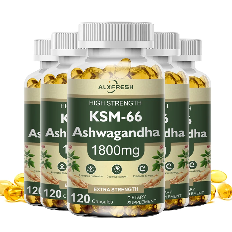 KSM-66 Capsules naturelles Ashwagandha Supplément Ashwagandha |   1800 mg pour le soutien de la santé - Végétalien à base de plantes sans gluten