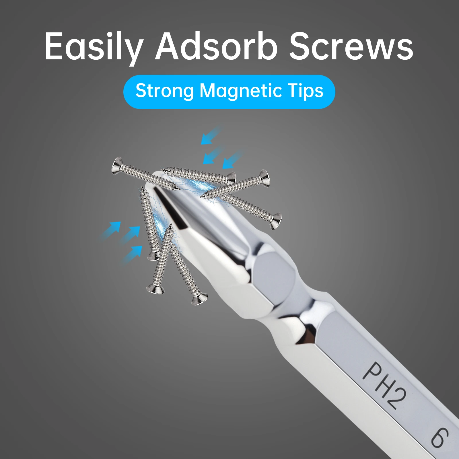 6pcs Electric Screwdriver Bits Set Flat Phillips Alloy Steel Strong Magnetic Manual Ratchet 1/4 inch Hex Shank Screw Drill Bit