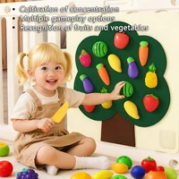 Baby Felt Board Play Food Toys Wall Sticker Fruits Vegetables Pretend Play Kitchen Games Fine Motor Skills Early Educational Toy 3