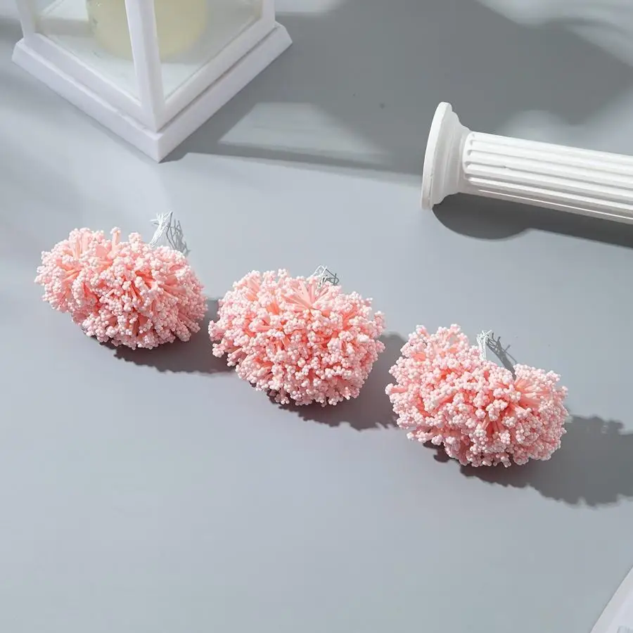 1/5/10/20/50/100pcs 12-Head Pack of Bead-Heart Artificial Flowers 3 Bunches of Foam Fruit Bead Bouquets Candy Gift Box Additions
