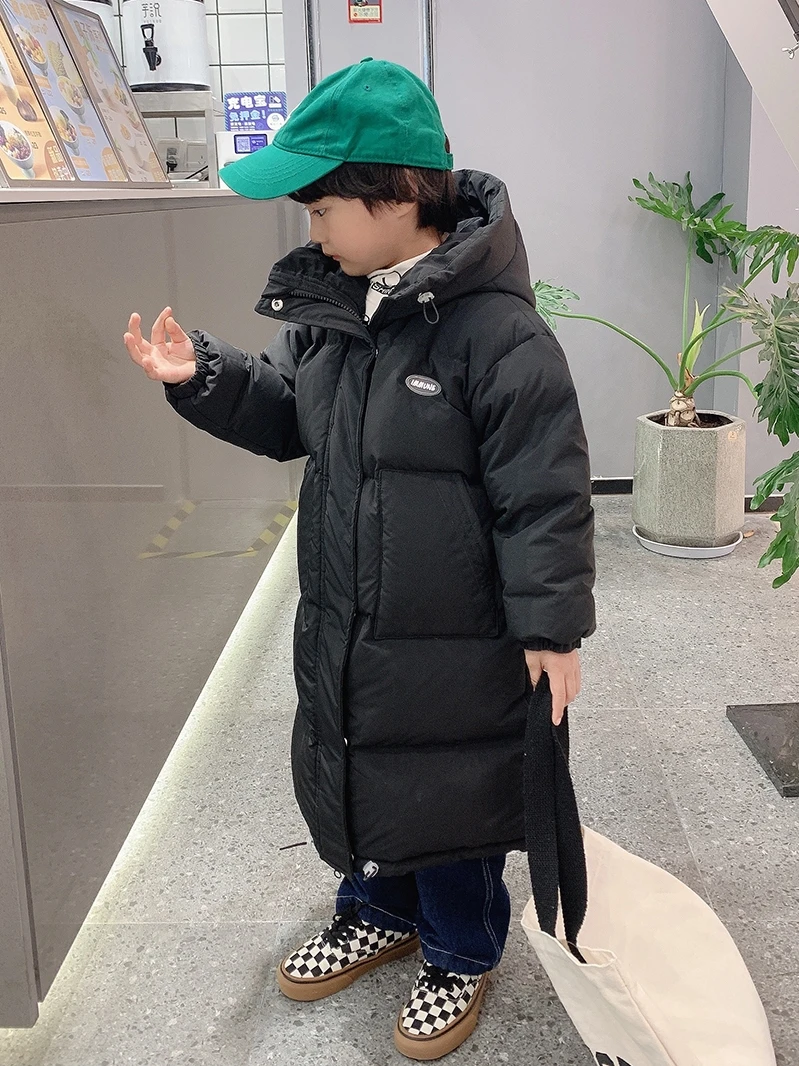 2024 Thicken Warm Children Girl Winter Jacket Hooded X-Long Down Jacket For Girl 3-14 Years Boy Outerwear Coat Kids Parka Outfit