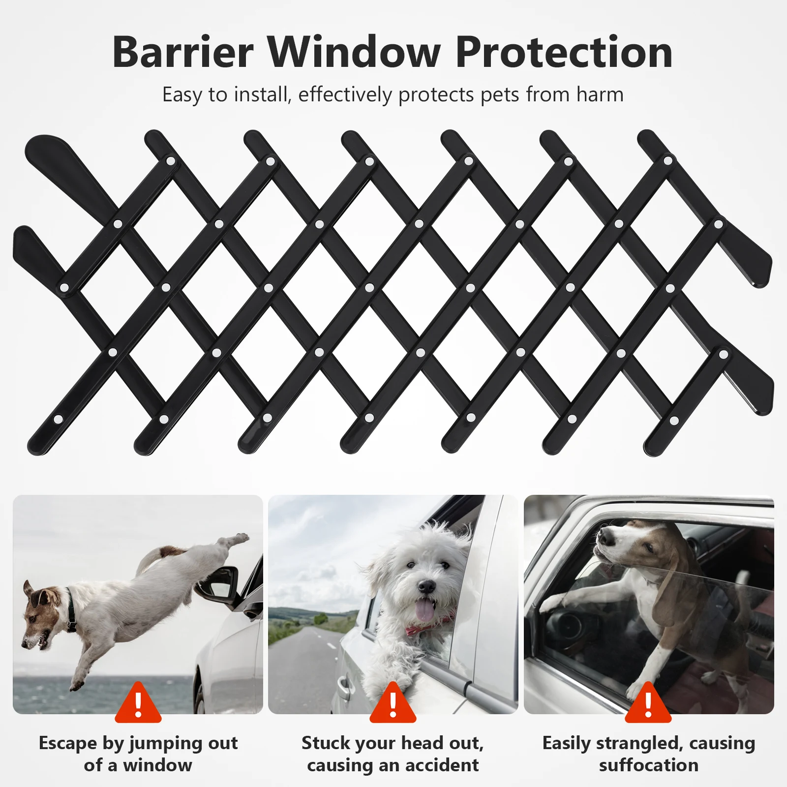 Retractable Dog Fence for Car Window Safety Pet Barrier Mesh Ventilation Gate for Travel and Outdoor Protection