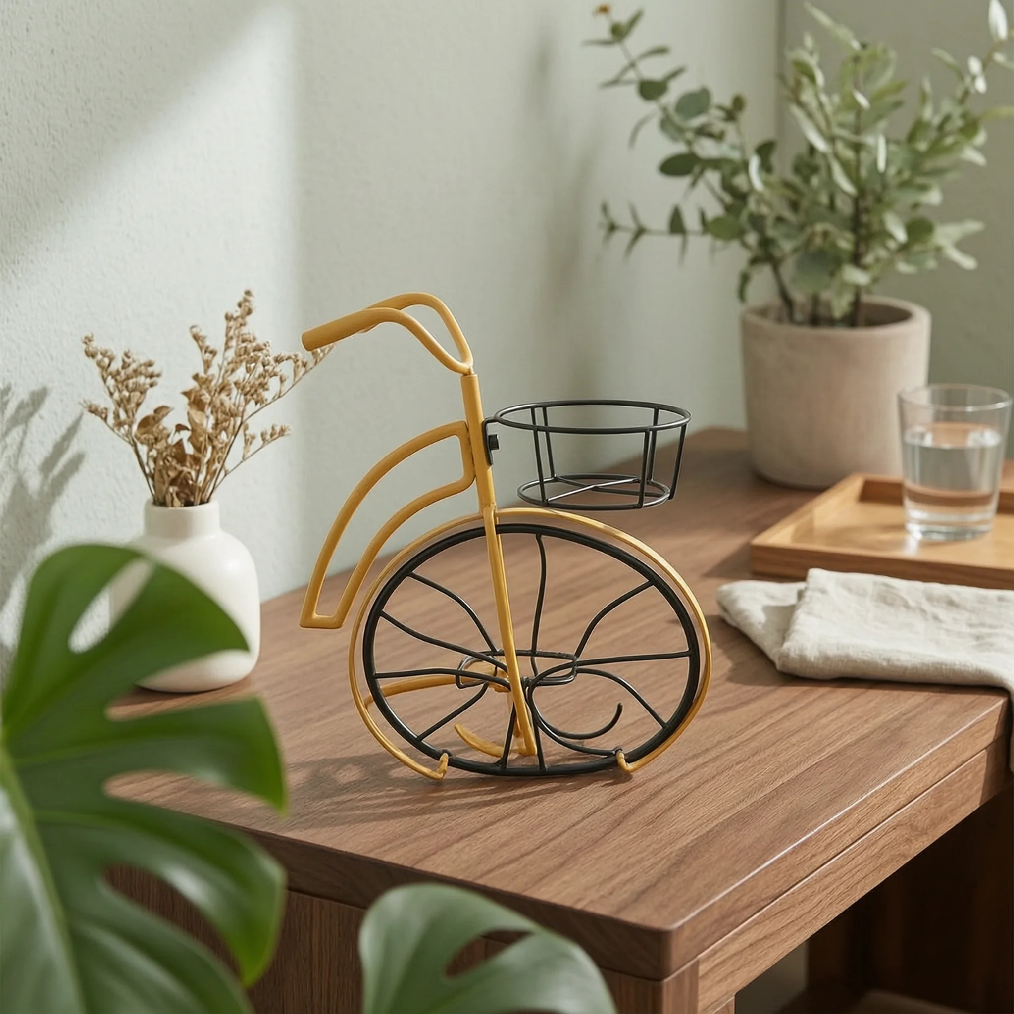 Cycle Plant Stand Multi-Tier Cycle Planter Flower Stand with Baskets Decorative Tricycle Plant Holder Long-Lasting for Gardeners