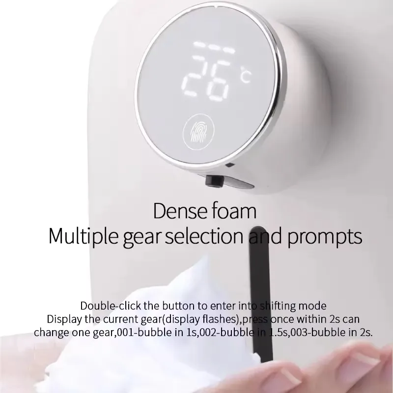 الكهربائية الحديثة القابلة لإعادة الشحن الذكية LED عرض درجة الحرارة التلقائي Touchless السيارات رغوة الأيدي الحرة جدار جبل موزع الصابون