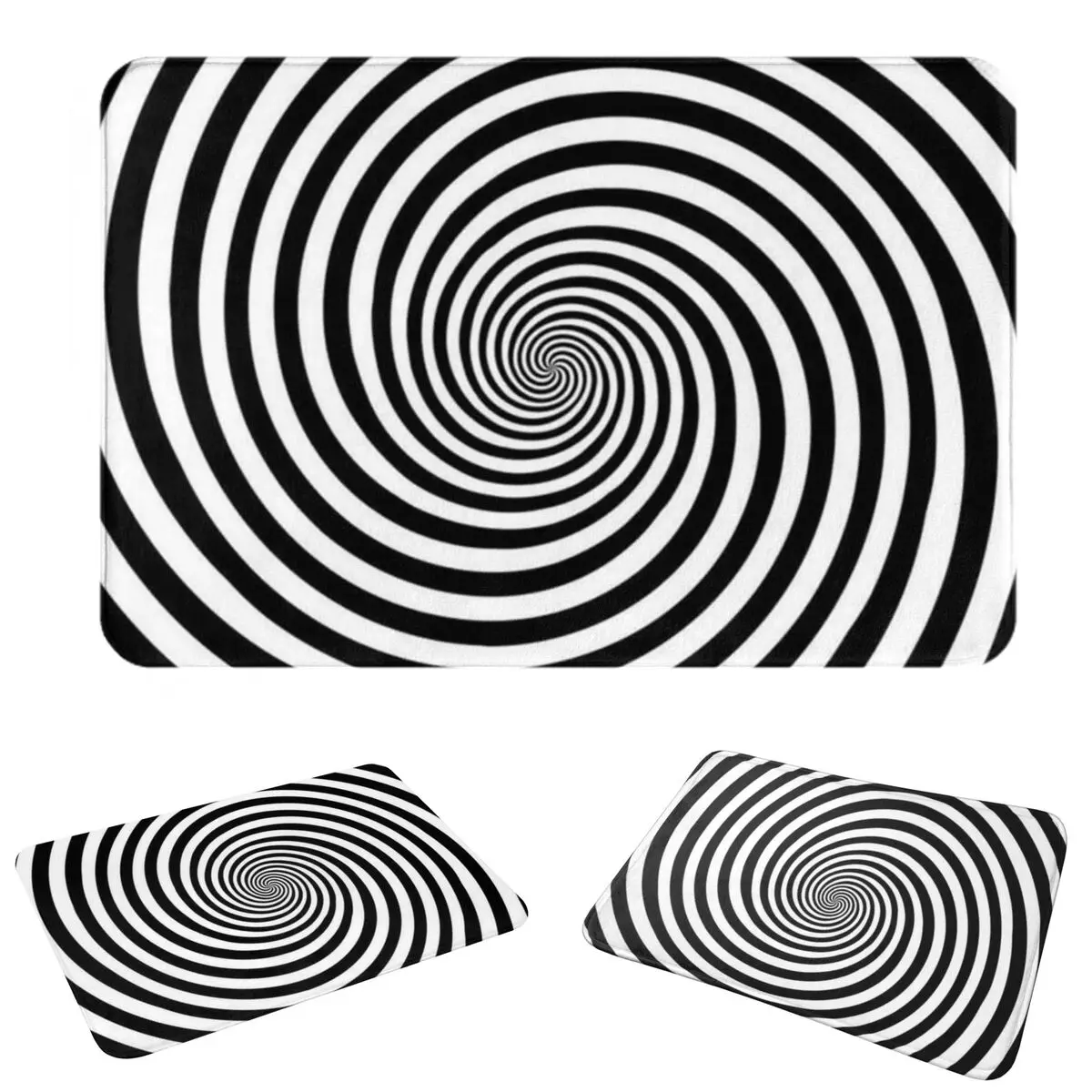 3D Vortex Illusion Black And White Checkered Doormat Water oil proof Carpet Rug Kitchen Entrance Home Floor Mat for Bedroom Mats