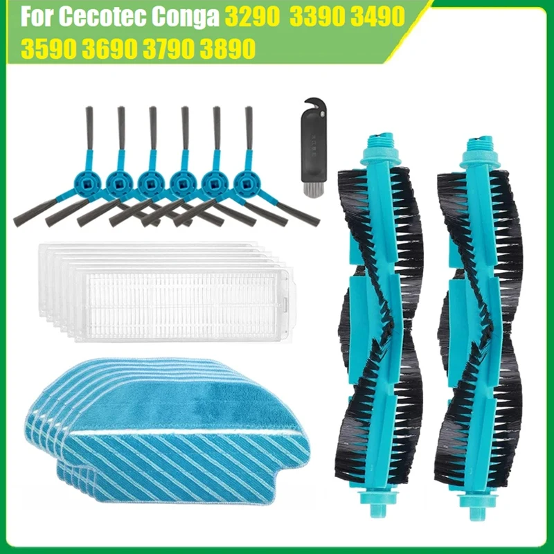 

Для Cecotec Conga 3290 3390 3490 3590 3690 3790 3890 ультра титановый пылесос, запасные части, основная боковая щетка, тряпка для швабры HEPA