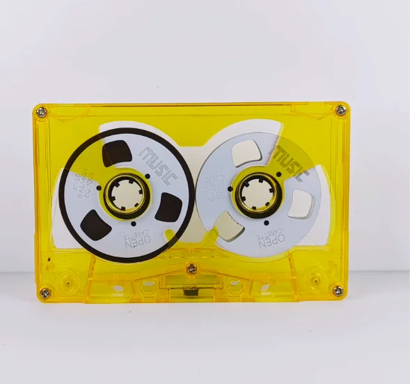 Double-sided metal hollow small open tape 50-minute type a tape transparent yellow shell + silver disc