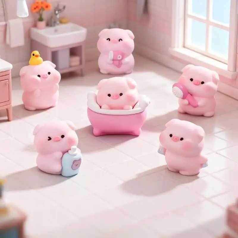 #6PCS Cute Micro Pig Resin Figurine Set Miniature Model Ornaments for Fairy Garden Home Shelf Desktop Decoration Gift