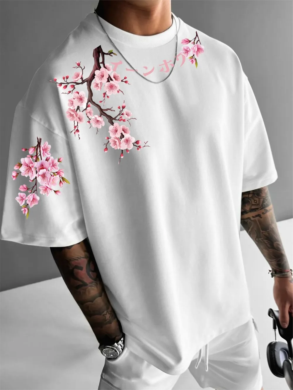 Harajuku Japanisches Blumenmuster 3D-Druck Atmungsaktives Schnelltrocknendes Herren-T-Shirt Outdoor Street Casual Fashion Y2K Eltern-Kind-Kleidung – Detail 4