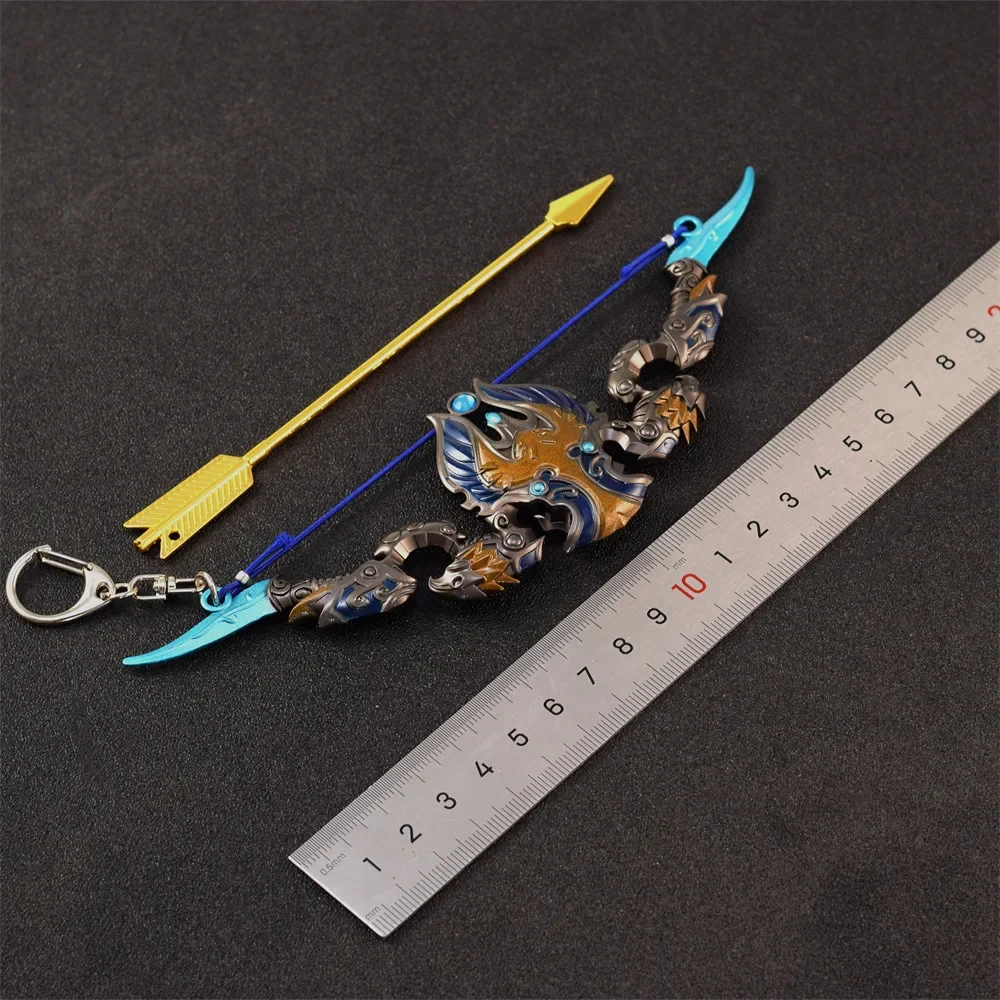 18cm The Stars' Fury Thori'dal Bow and Arrow Weapon Keychain WOW Game Weapon Full Metal Craft Model Collectible with WOW Series