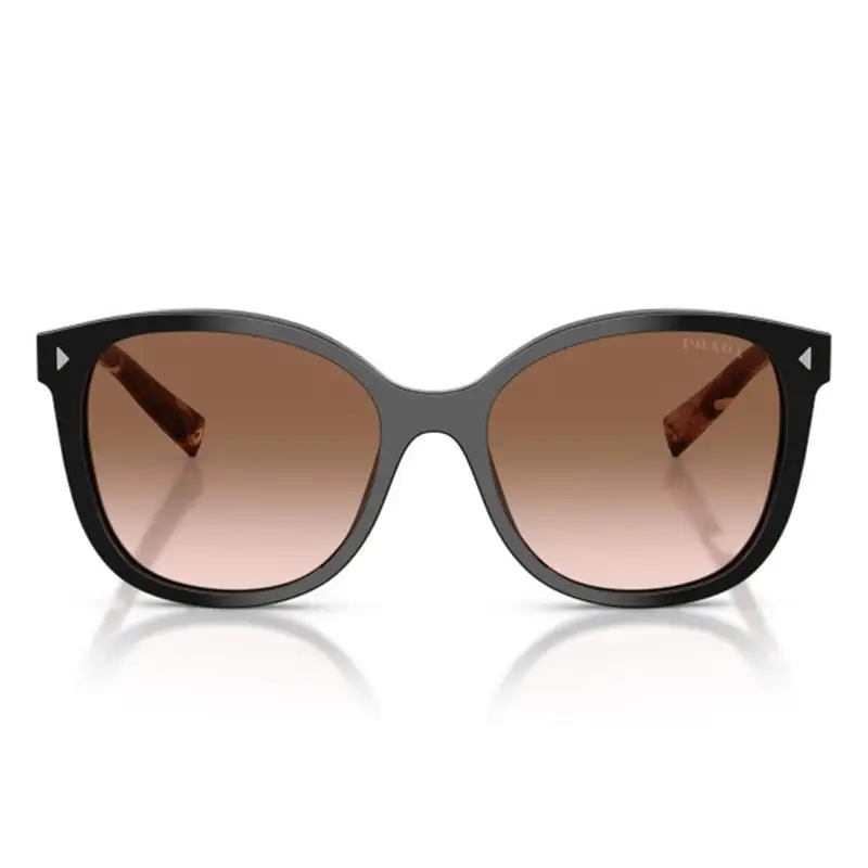 PRADA 0PR 22ZSF 28F90P Black Acetate Square Sunglasses Brown Gradient Lenses Triangle Logo Designer Eyewear for Women and Men