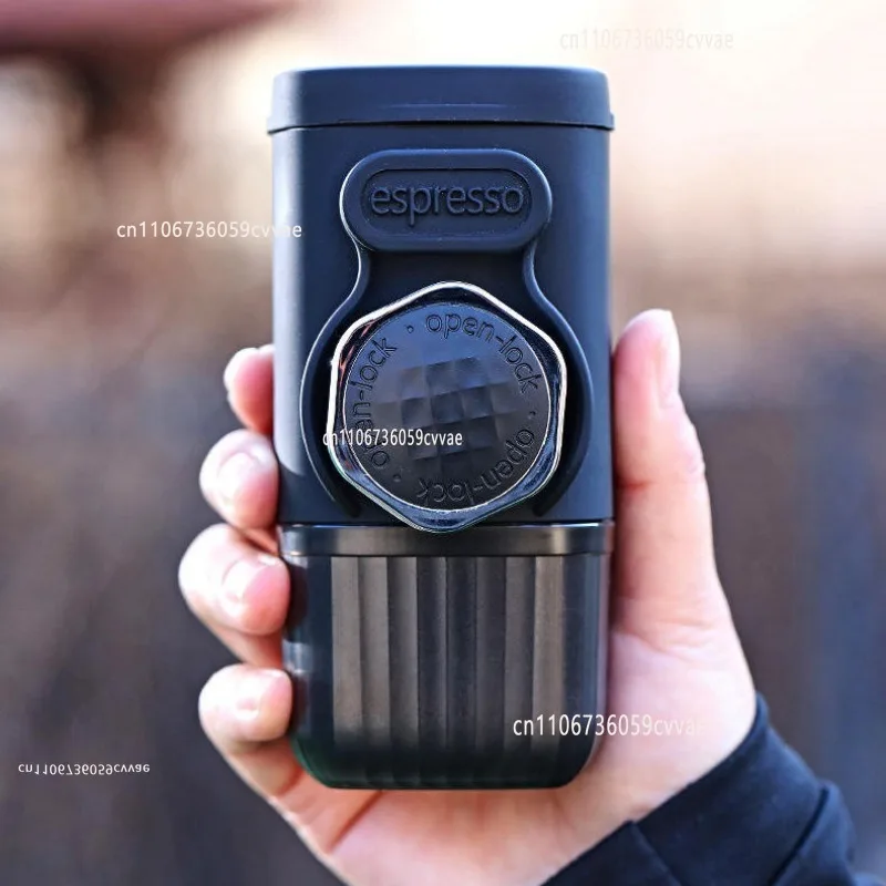 Manual Capsule Coffee Machine 15 Bar Pressure 100 Ml Water Tank, Portable Hand Pressure, Suitable for Home Office Travel