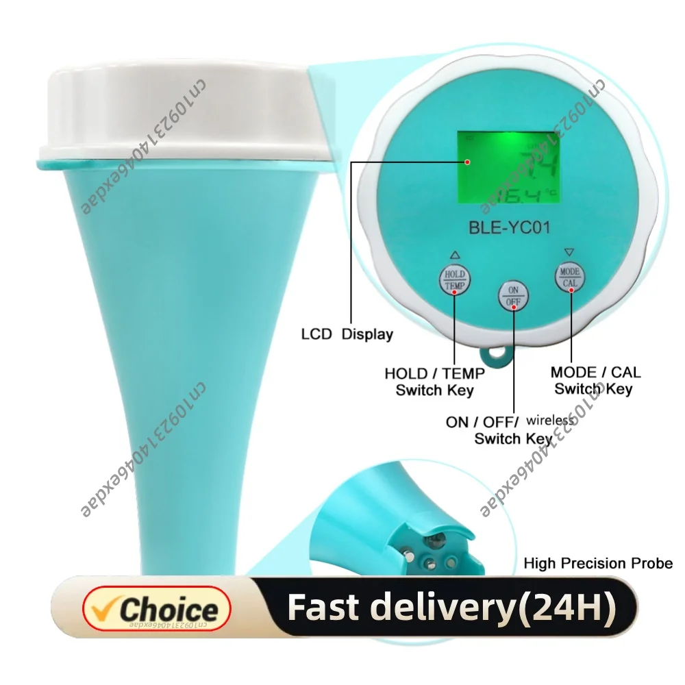 6-in-1 Residual Chlorine Monitor PH/ORP/EC/TDS Water Testing Tool Backlit LCD Display Smart Equipment for Home Swimming Pool