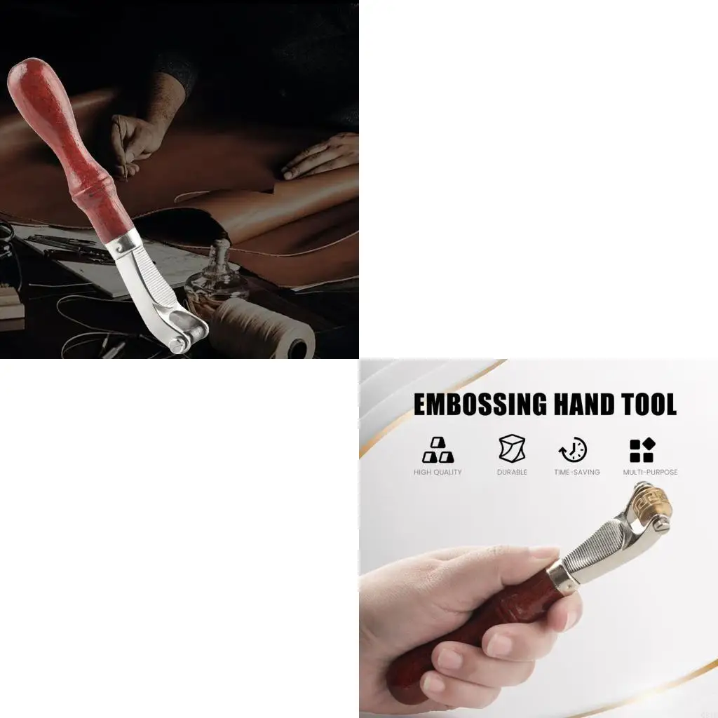 

Прочное кожаное прижимное колесо с ручкой из натурального дерева для ручной работы и штамповки