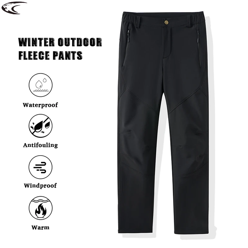 

LNGXO Women's Winter Fleece Pants Waterproof Windproof Thermal Work Pants Hiking Trekking Mountaineering Sports Warm Trousers