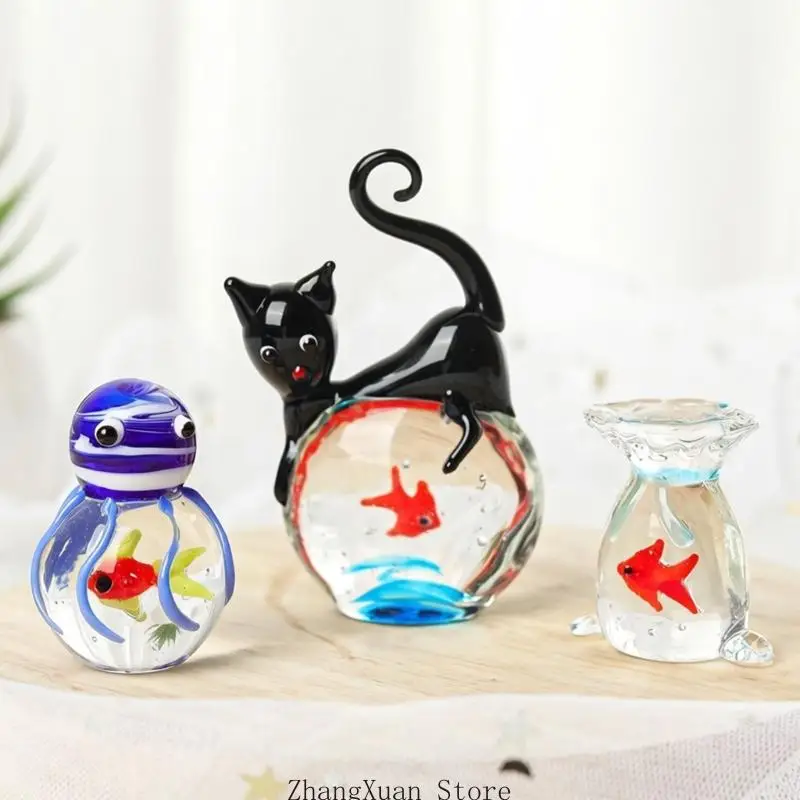 Elegante rote Taschen-Fischskulptur aus Glas für Bücherregale oder Tischplatte, 3 x – Detail 2