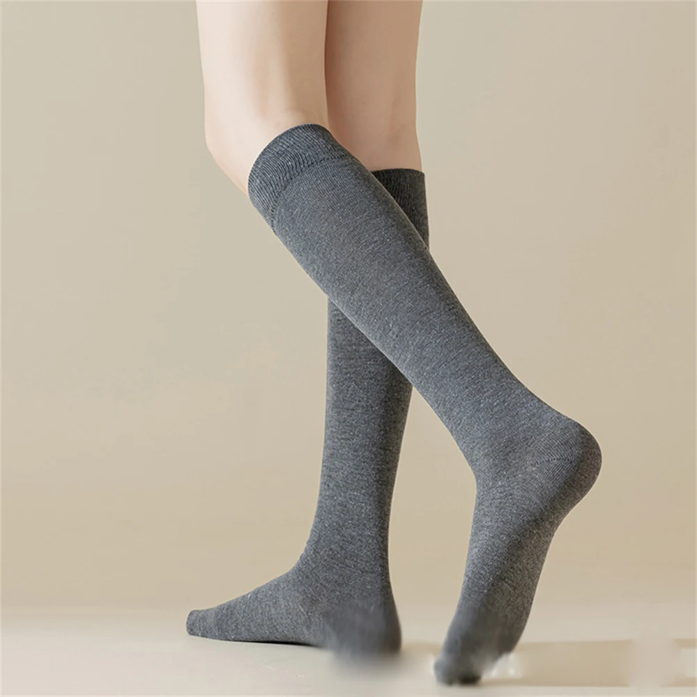 1 pair Autumn Winter Sweat-absorbent Calf Socks Women's Spring Tight stockings Japanese Casual High-tube Solid Color Socks Gift