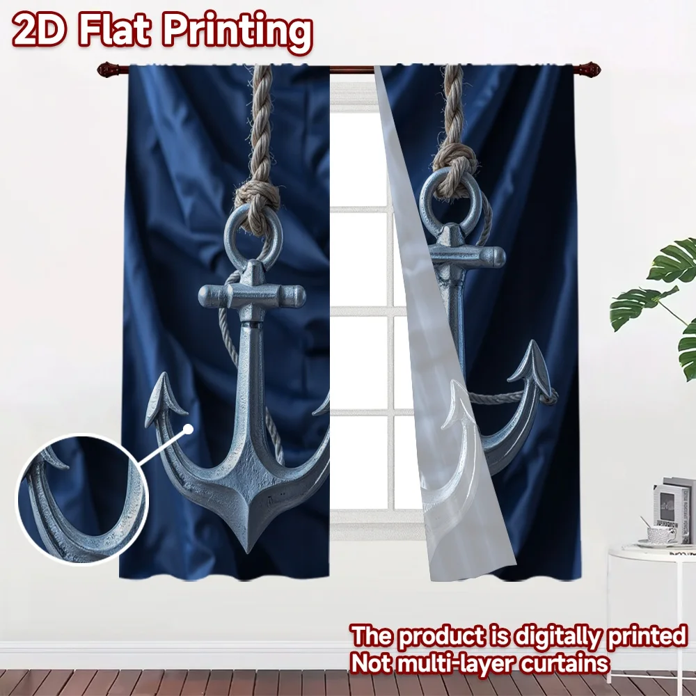 2D flat 2pcs Curtain Home Short Curtains Two Hanging Anchors Digitally printed polyester Party Decorations for Bedroom Living