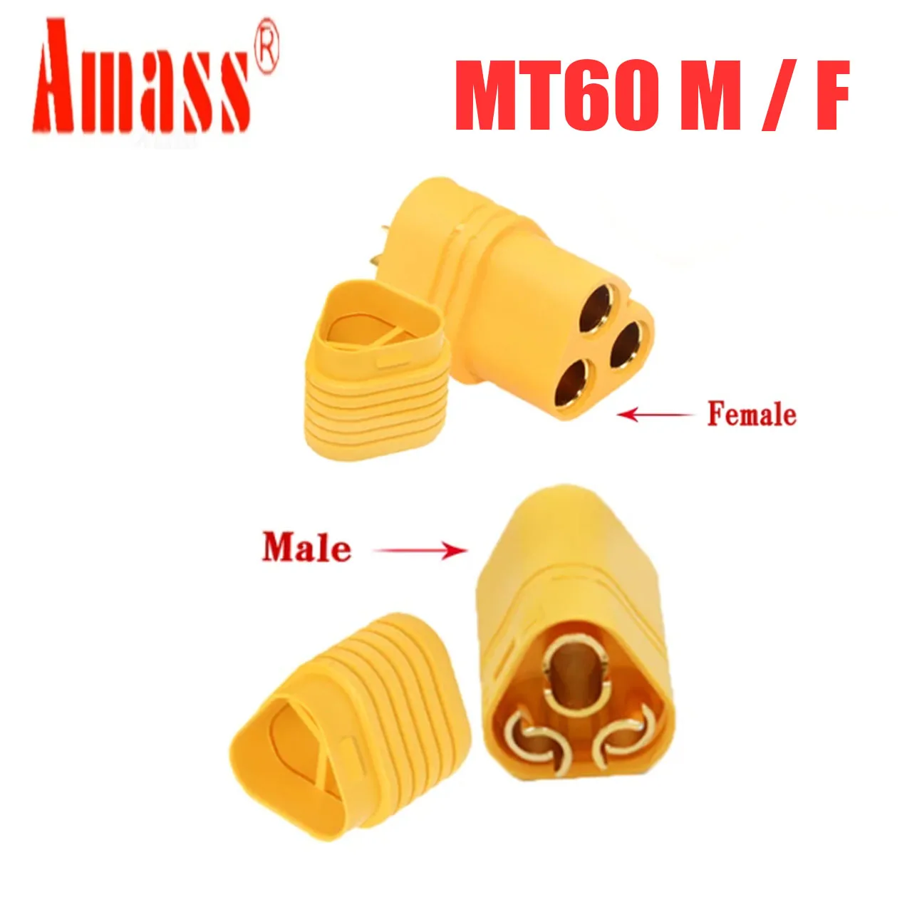 AMASS MT60 Male Female 3.5mm 3 Pole Plug Connector with Sheath Set for RC Airplane Car Model ESC Accessories
