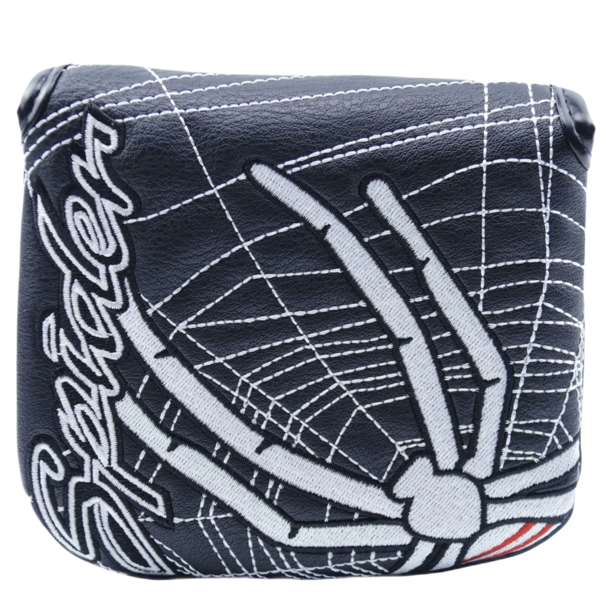 Spider Embroidery Golf Club Square Mallet Putter Cover Magnetic Golf Headcover, Great Golf Accessories for Men Golfers